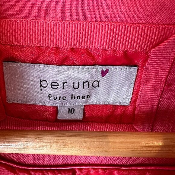 Per Una Blazer Womens Size 10 Faded Pink 100% Flax Linen Ruffles Jacket Natural - Picture 2 of 16